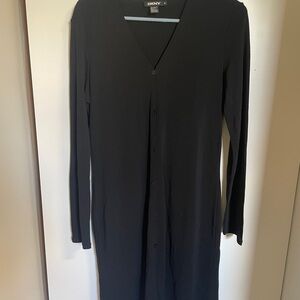 DKNY Black Long Sleeve Cardigan Dress V neck